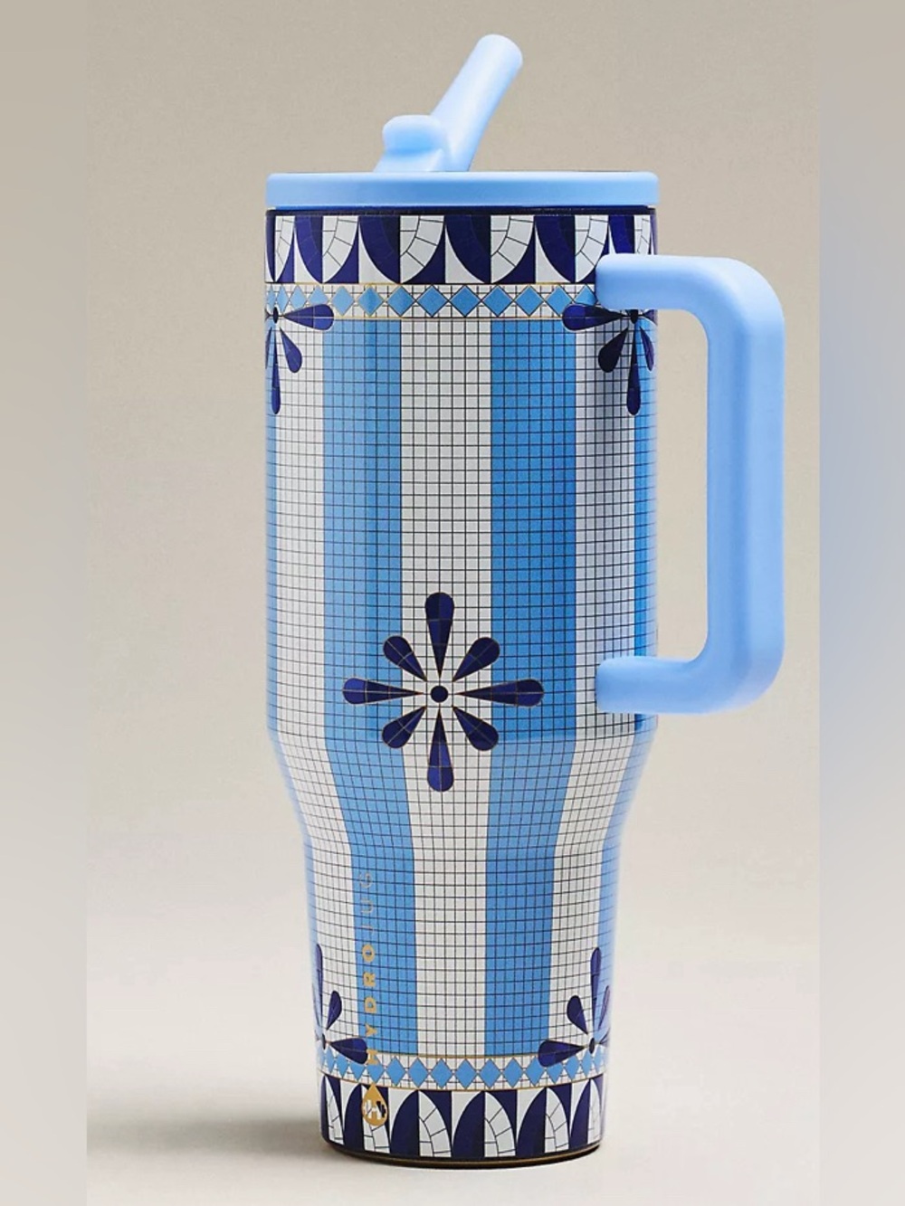 HydroJug Anthropologie 32 oz Stripe Tumbler Capri Blue White Italy New Summer